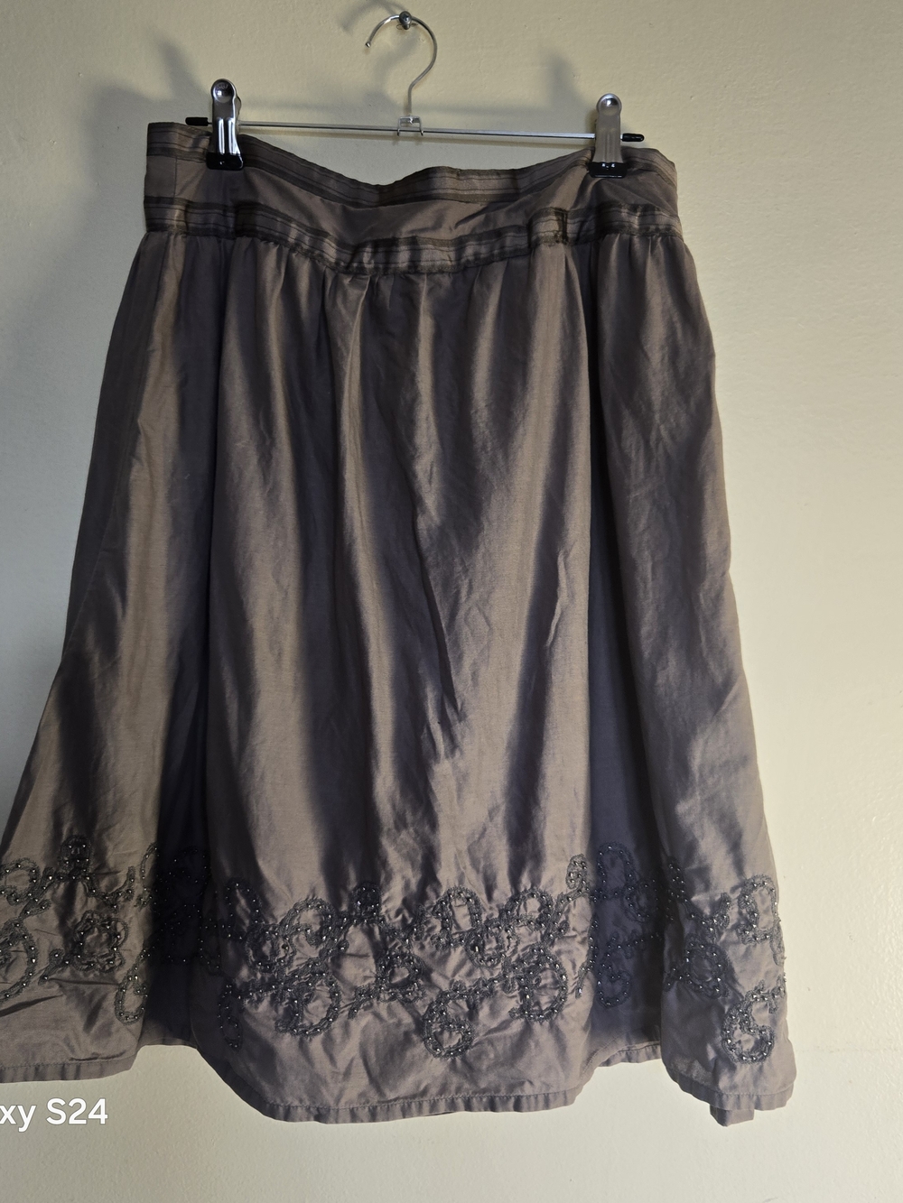 Esprit Taupe Embroidered A-Line Skirt